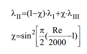 Darcy friction factor for transition between laminar and turbulent flow flow calculation equation