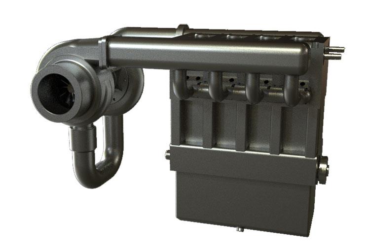 Internal Combustion Car Engine Works with turbocharging Internal Combustion Car Engine Works with turbocharging