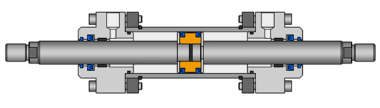 Double piston rod cylinder design