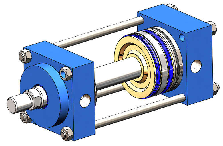 Double acting pneumatic cylinder