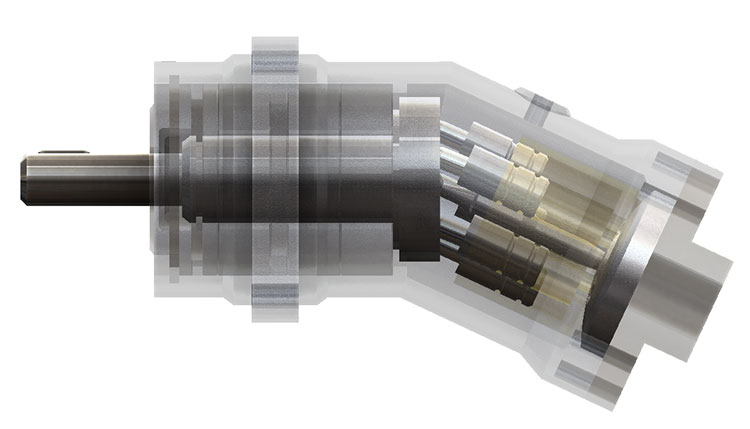 Diseño de bomba de pistón axial con eje inclinado